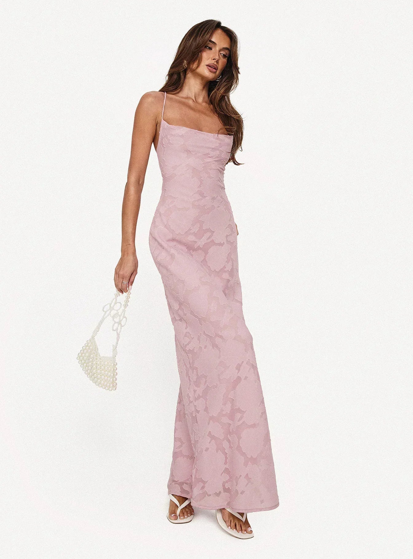 Celena Maxi Dress Light Pink Burnout
