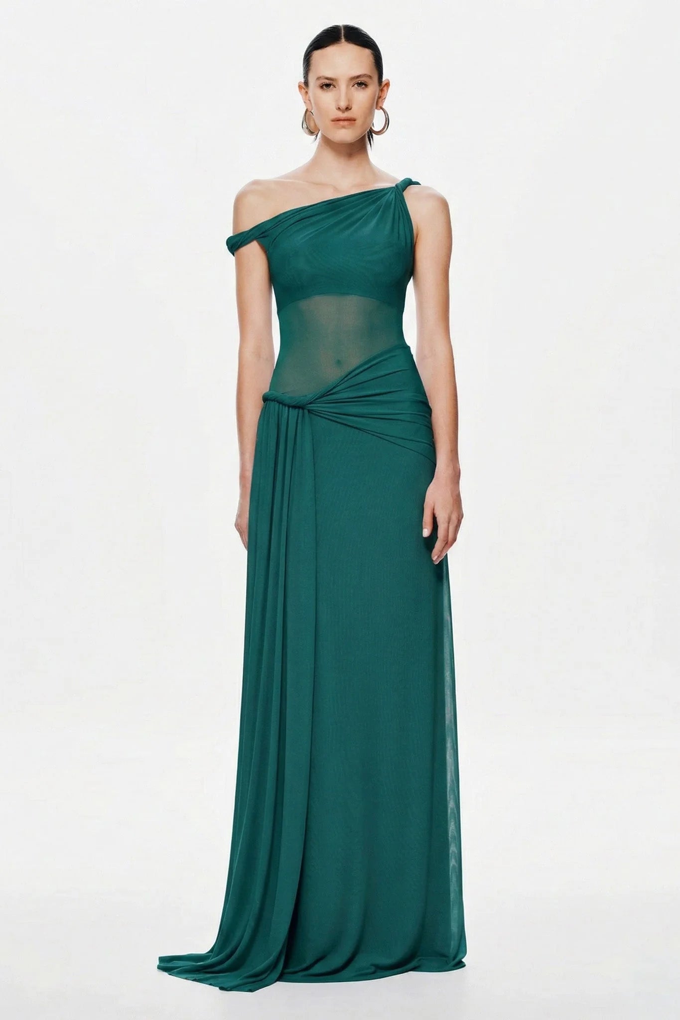 Misha Sisal Mesh Maxi Dress - Teal Blue