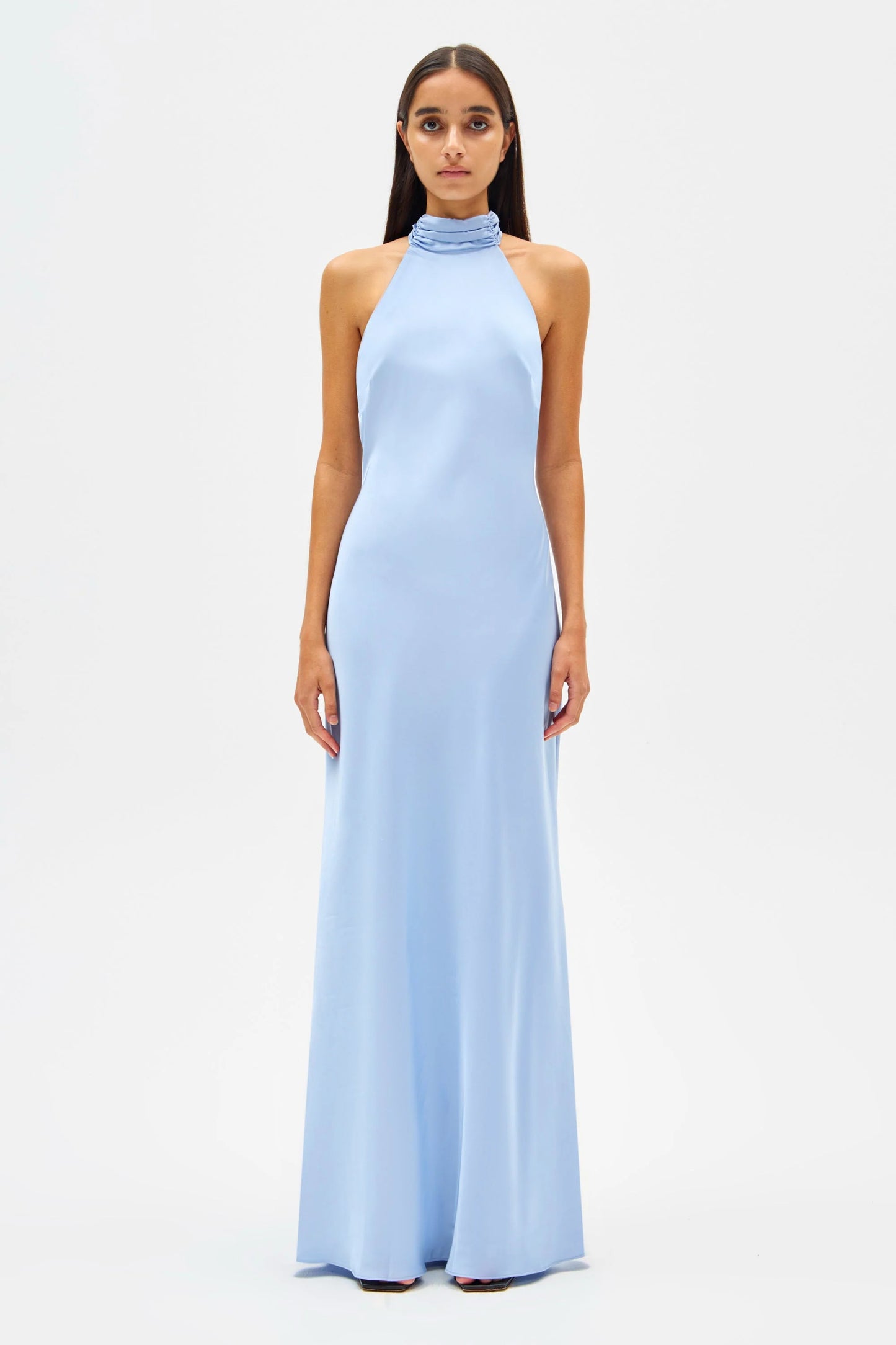 Evianna Satin Maxi Dress - Baby Blue