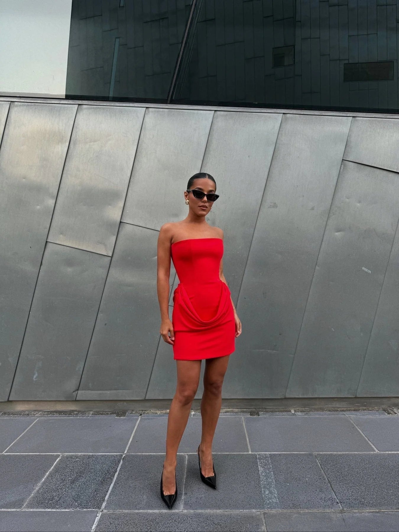 Merci Mini Dress - Cherry Red
