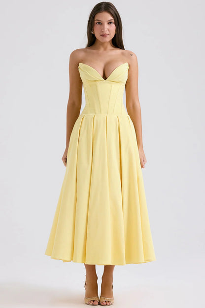 Livette - Strapless Corset Midi Dress