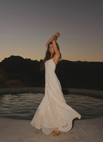 Fabienne Spliced Cotton Maxi Dress - Ivory
