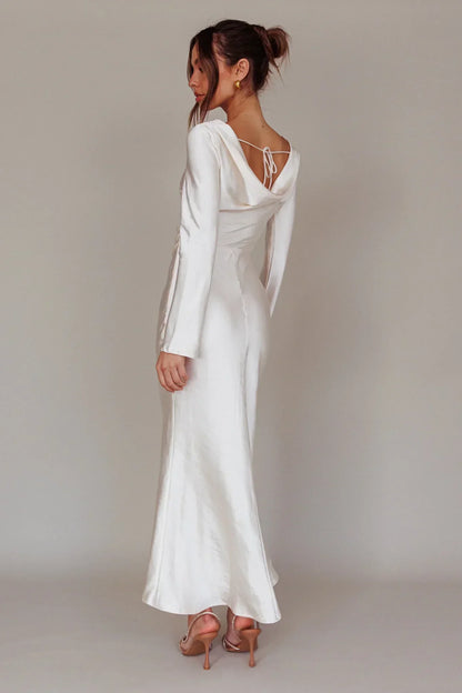 Loveland Cowl Back Midi Dress Oyster