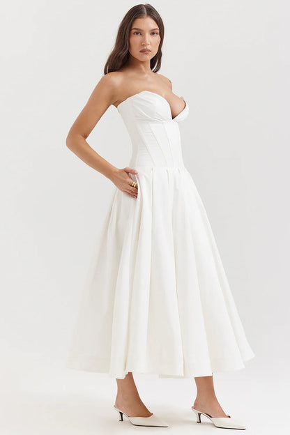 Livette - Strapless Corset Midi Dress