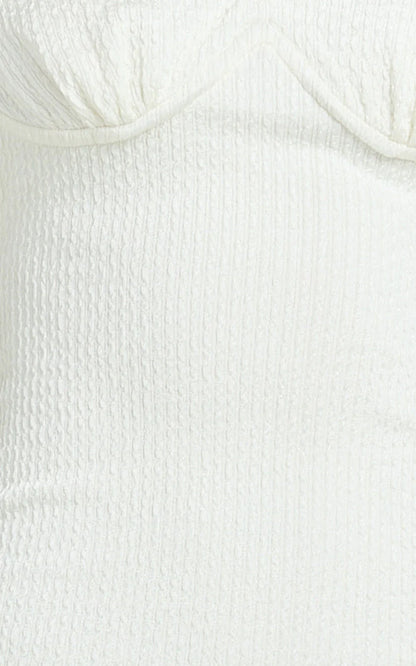 Anziel Maxi Dress - Underwire Off Shoulder Backless Column Jersey Tie Back in Off White