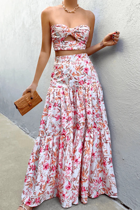Ayla Maxi Skirt - White Floral