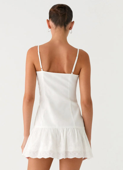Sync Love Broderie Mini Dress - White
