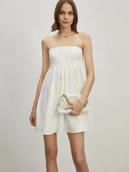 Strapless Pleated Short Dress