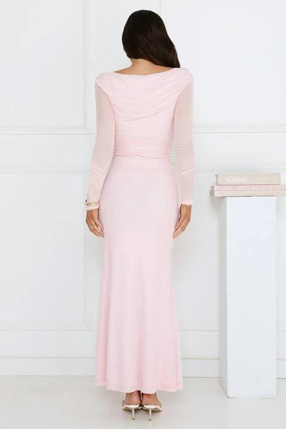 Love Chaser Mesh Long Sleeve Maxi Dress