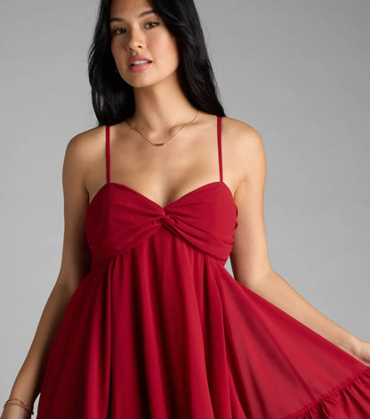 Perfectly Pretty Tie Back Chiffon Babydoll Dress