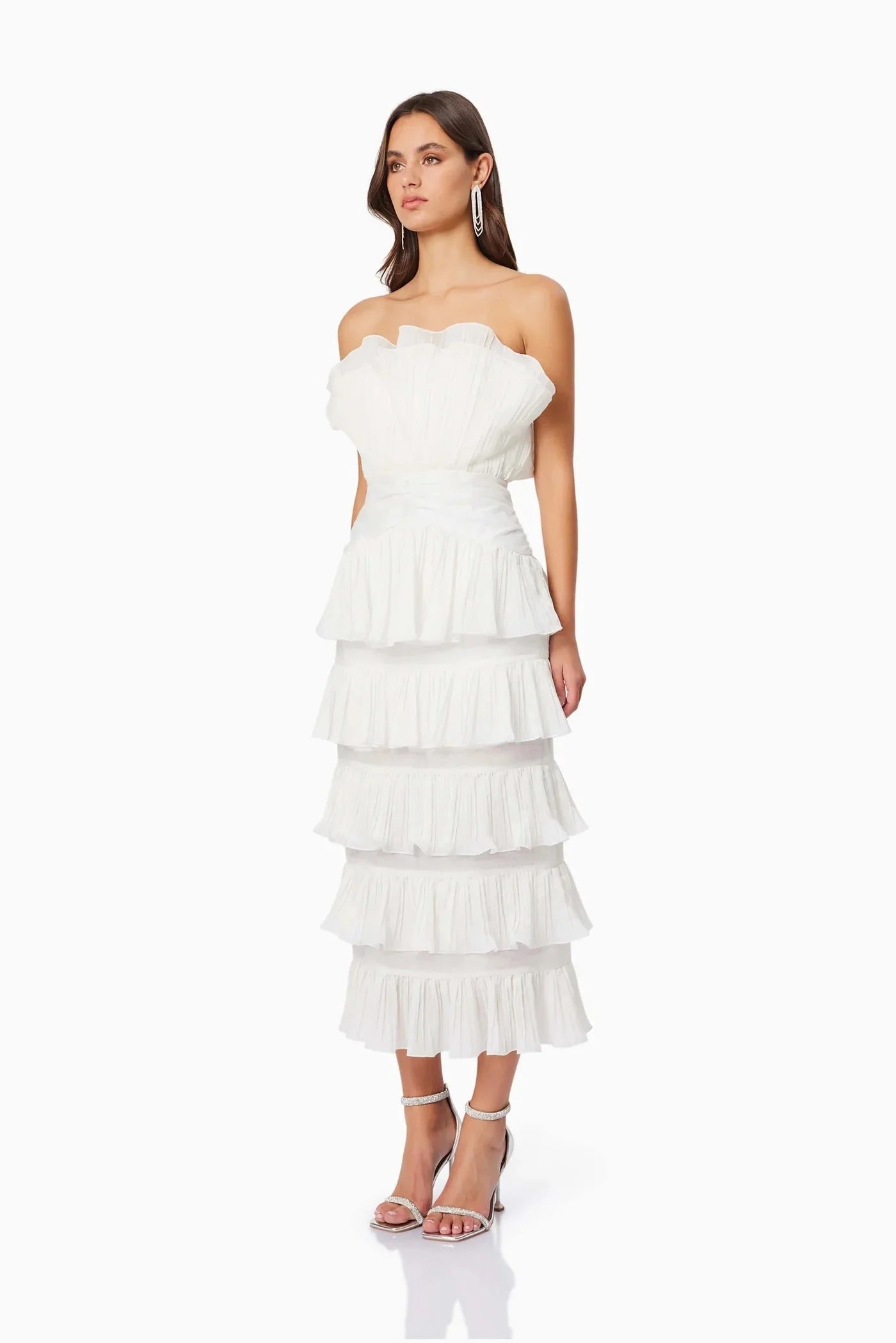 Maya Pleated Midi Dress - White
