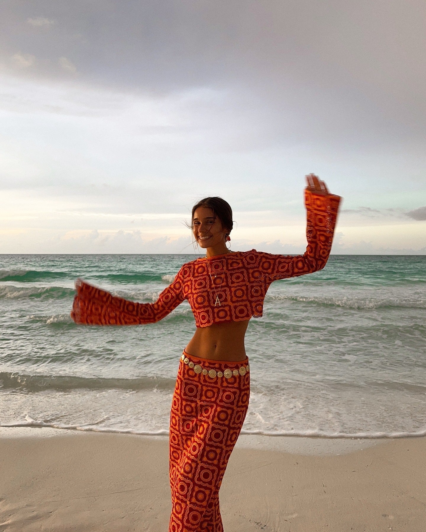 Elorine – Long Sleeve Wrap Set with Maxi Skirt
