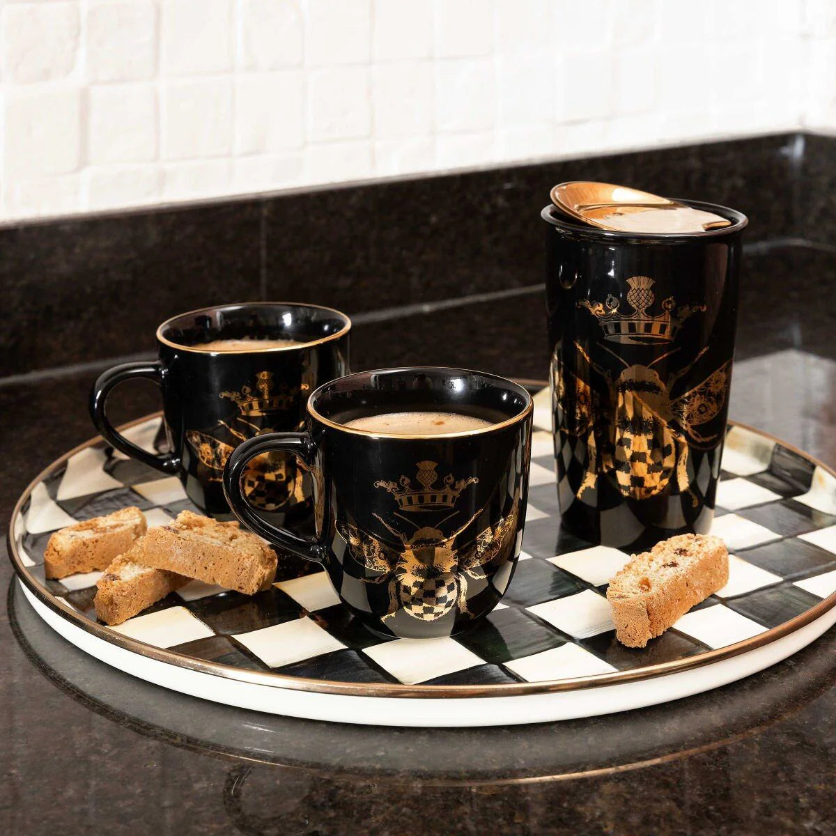 Courtly Check Enamel Round Tray