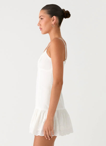 Sync Love Broderie Mini Dress - White
