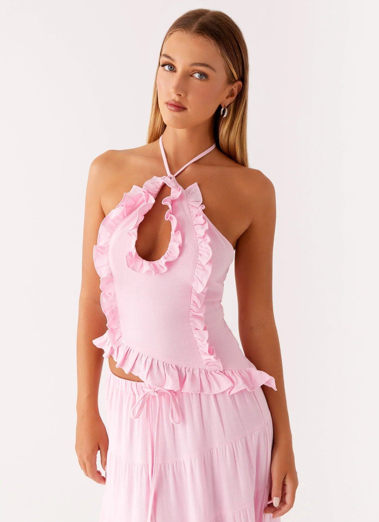 Mariella Linen Top - Pink