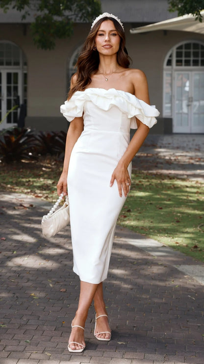 Bernadette Midi Dress - White