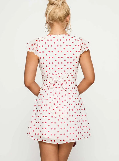 I Guess So Mini Dress White / Burgundy
