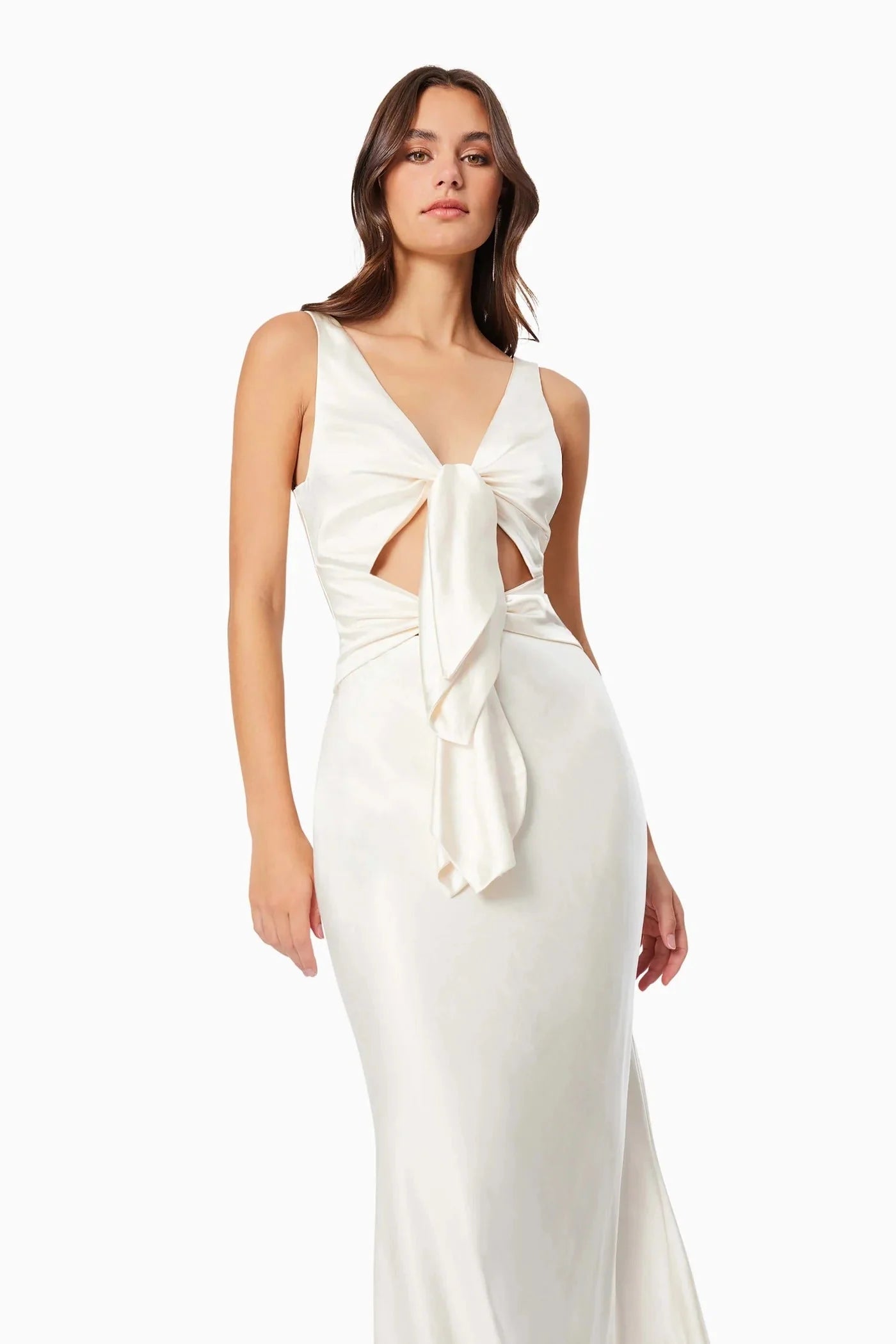 Faith Front Tie Midi Dress - White