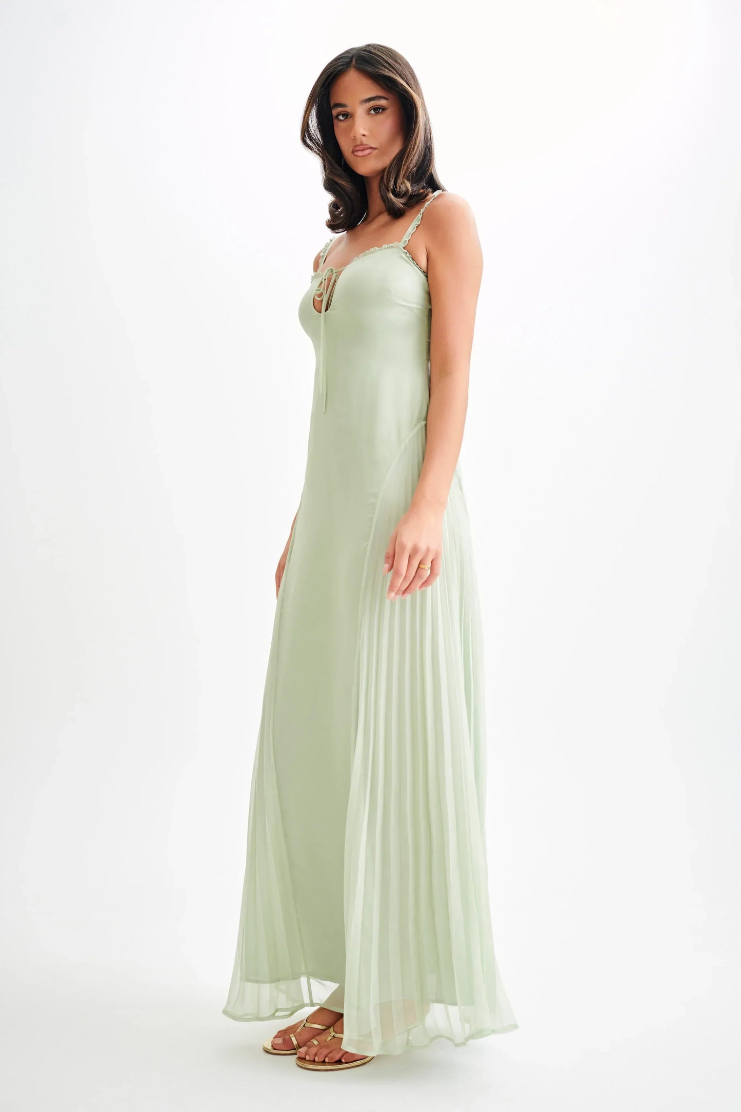 Saira Chiffon Maxi Dress - Pastel Green
