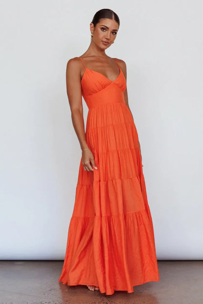 Main Attraction Cami Strap Maxi Dress Tangerine