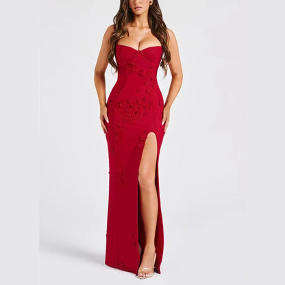 Livette - Flower Spaghetti Maxi Dress