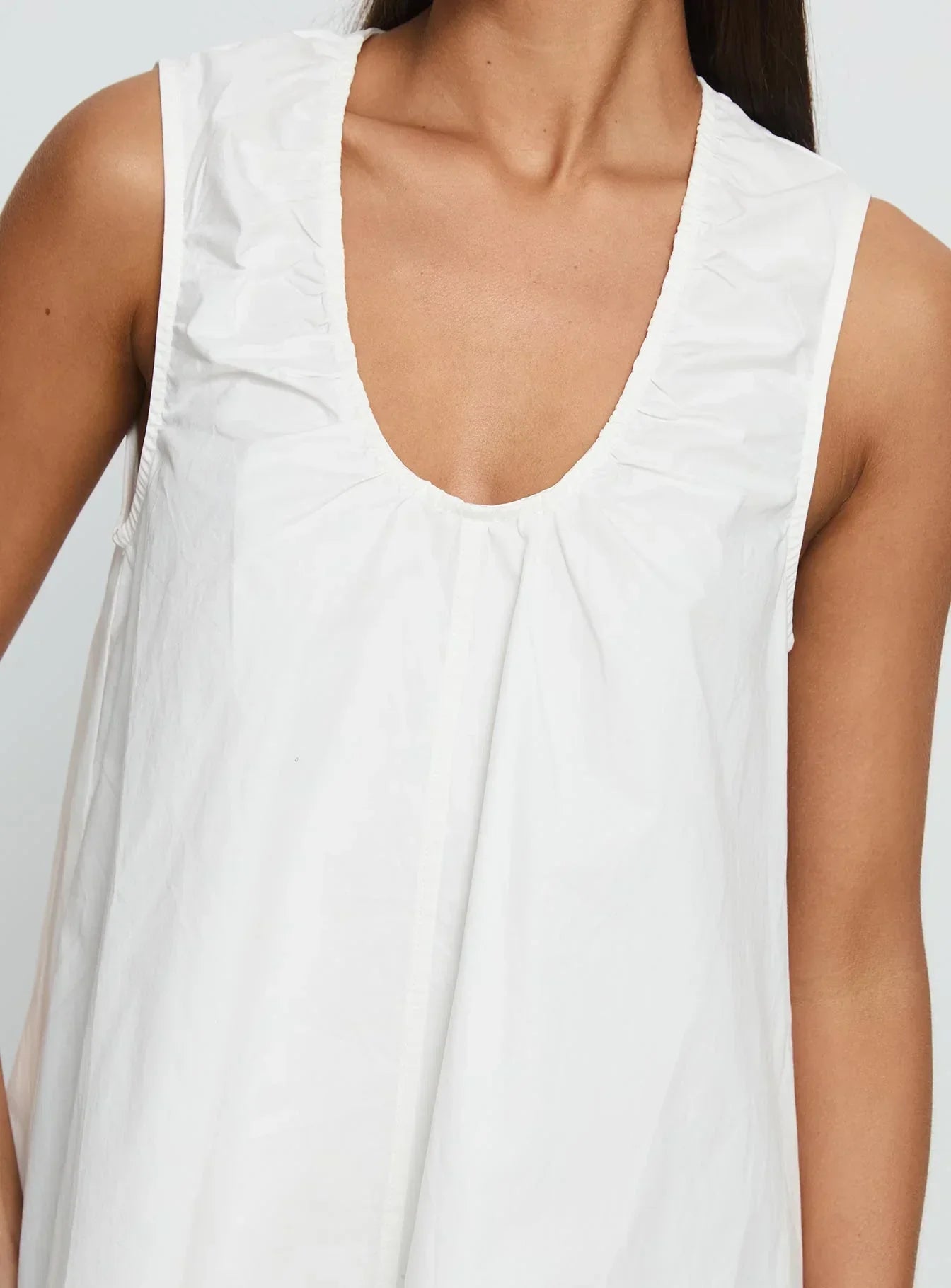 Eberta Ruched Baby Doll Mini Dress White
