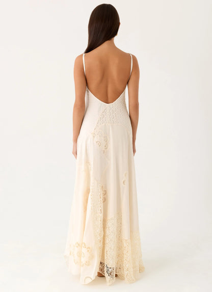 Fabienne Spliced Cotton Maxi Dress - Ivory
