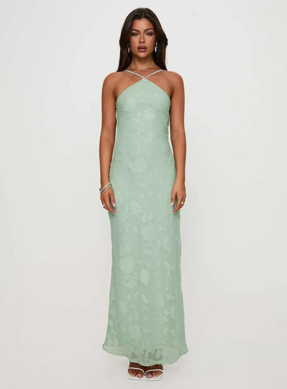 Zoelle Halter Maxi Dress Sage