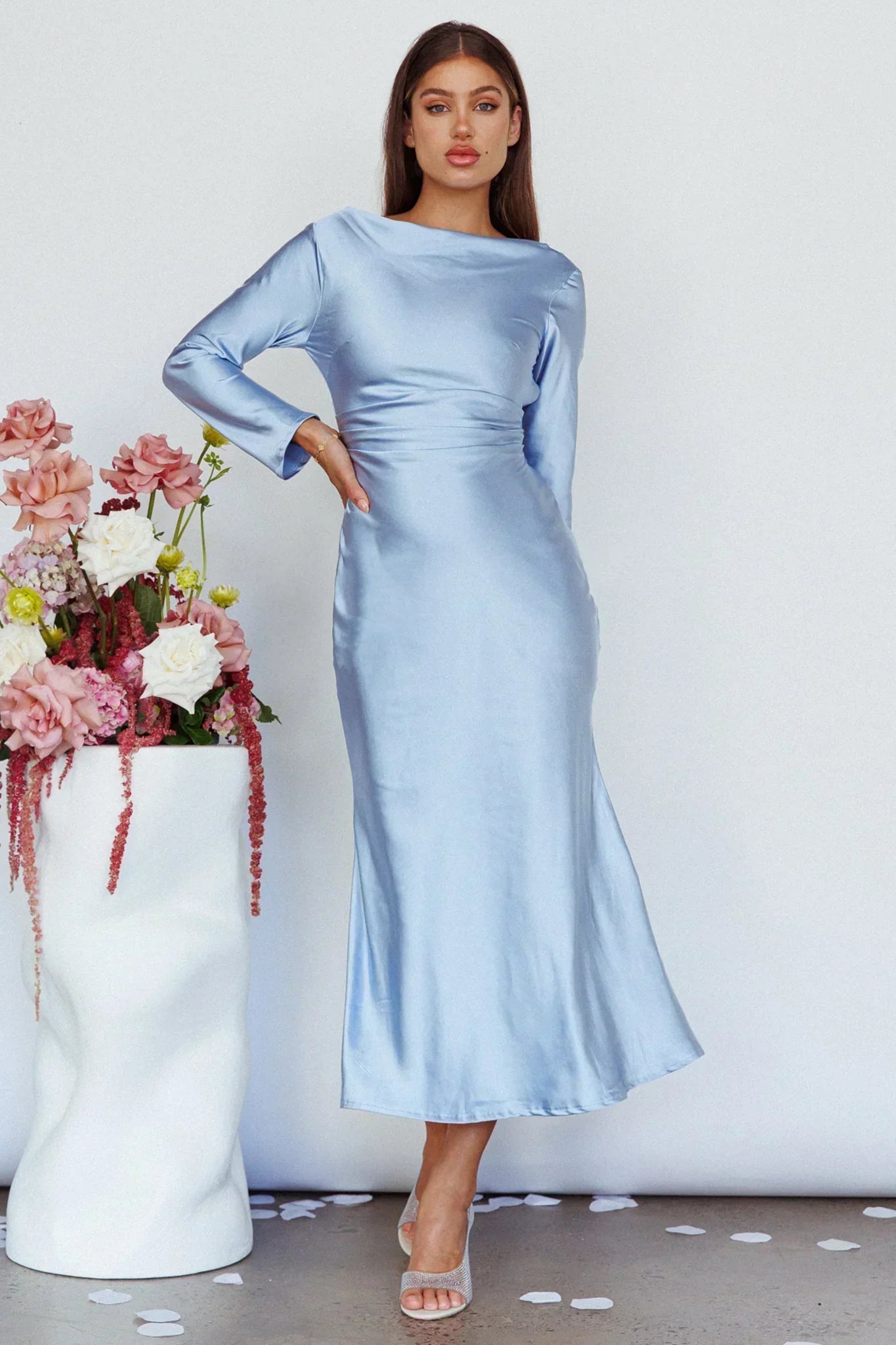 Loveland Cowl Back Midi Dress Ice