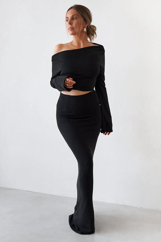 Cupro Maxi Skirt - Black