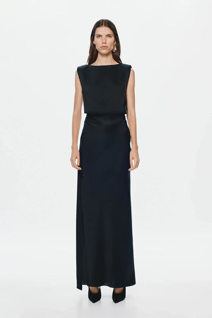 Misha Rocky Satin Dress - Black