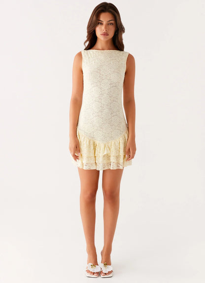 Manuka Ruffle Mini Dress - Yellow