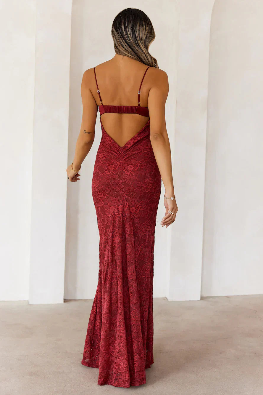 Chasing Midnight Lace Maxi Dress