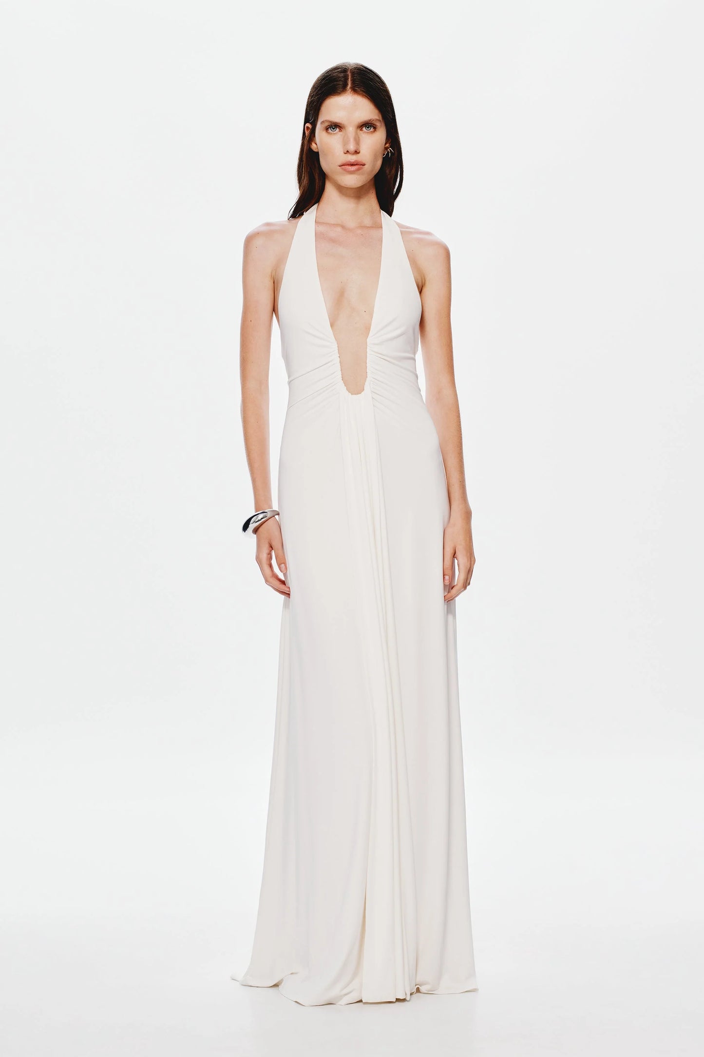 Jennifer Cupro Maxi Dress - White