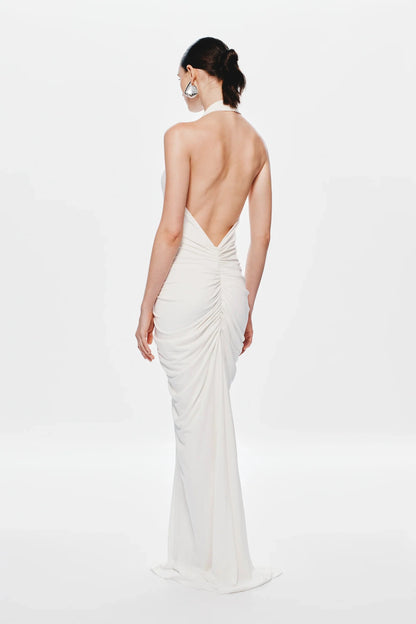 Misha Venus Gathered Cupro Dress - Ivory