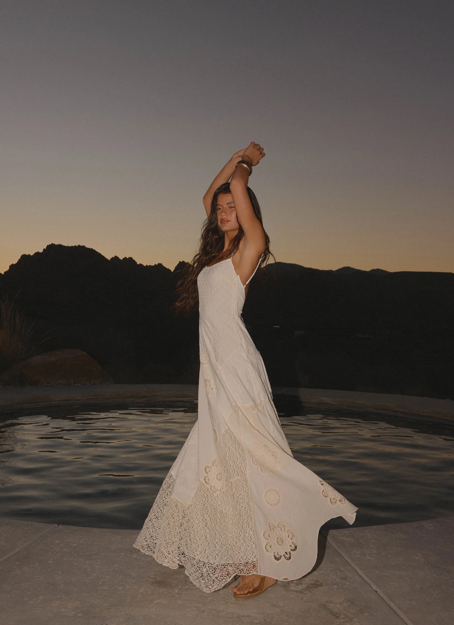 Fabienne Spliced Cotton Maxi Dress - Ivory