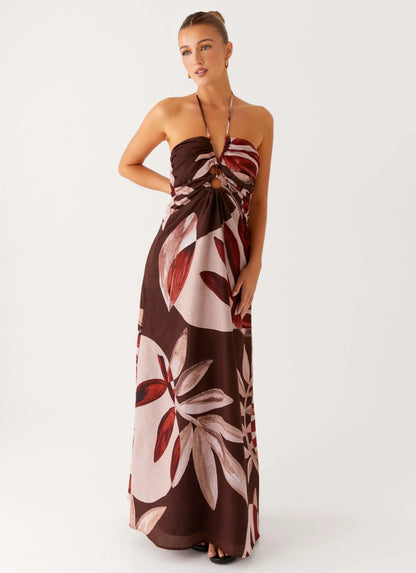 Ramona Linen Maxi Dress - Cinnamon Palm