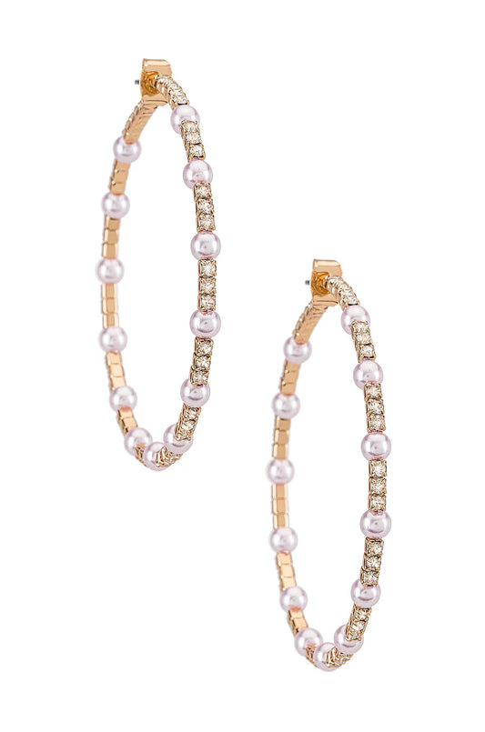 Crystal Pearl Hoop Earring