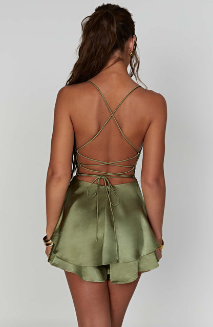 Calliope - Satin Ruffle Romper