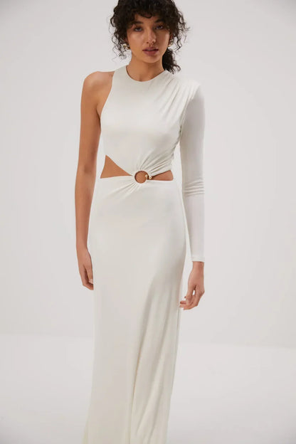 Misha Brigitta Slinky Jersey Gown - Ivory