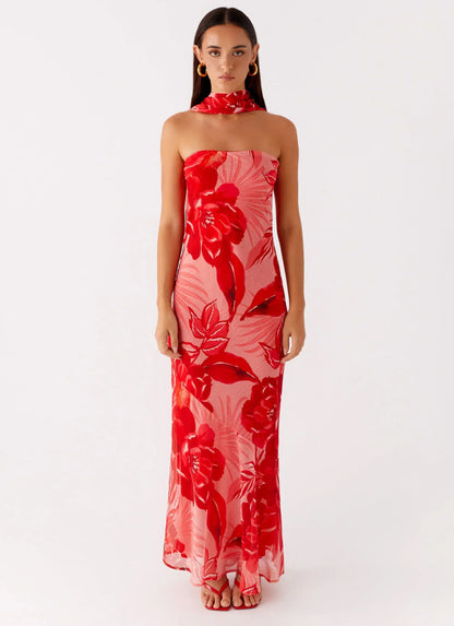 Under The Pagoda Maxi Dress - Sicily Sunsets Print