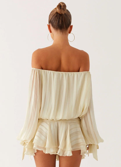 Eira Balloon Sleeve Mini Dress - Ivory