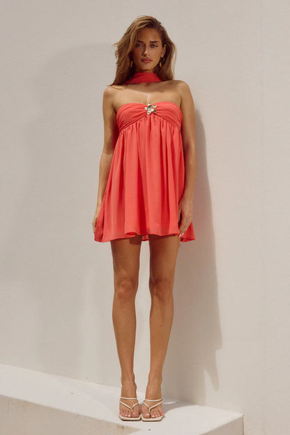 Haven Mini Dress - Coral